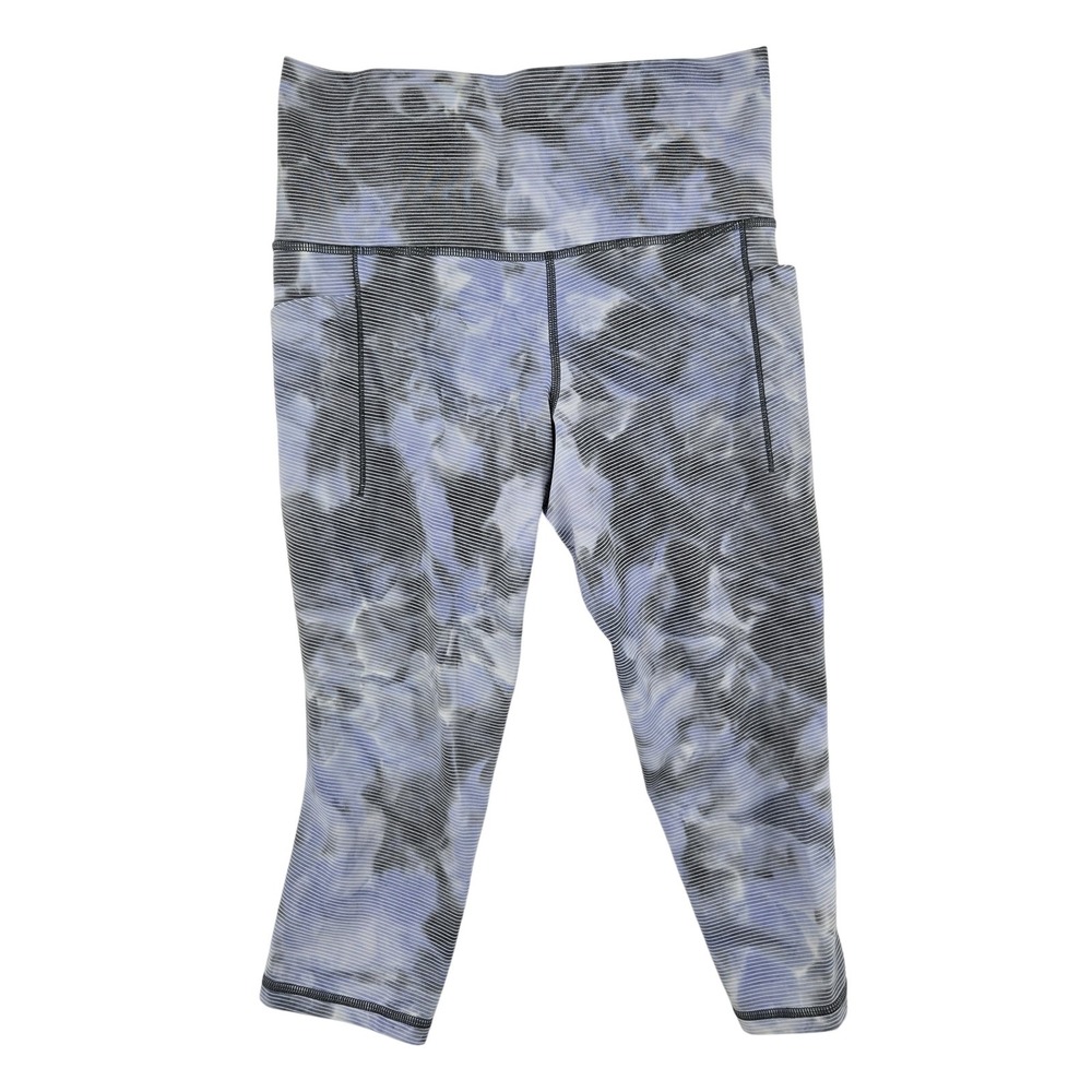 Athleta Leggings Womens Small Purple Gray Salutation Stash Pocket Capri Yoga Gym